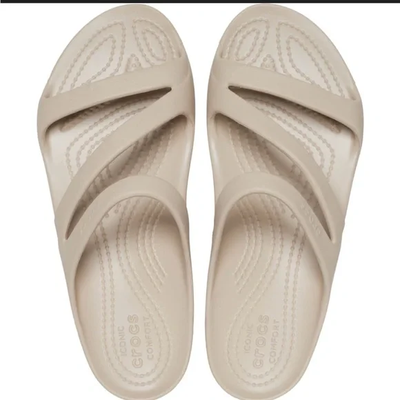 CROCS Kadee Cobblestone Taupe Slide Sandals - Picture 3 of 11